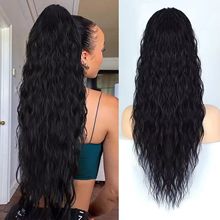 wig 假发马尾女士欧美玉米烫蓬松抽绳马尾辫假发接发片