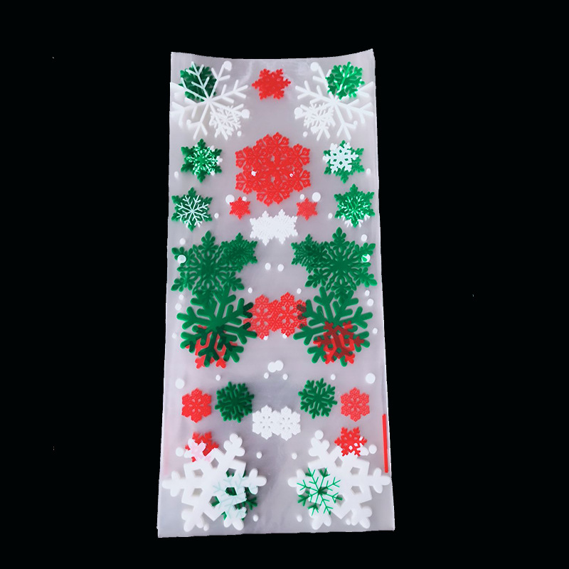 Fábrica al por mayor OPP bolsillo plano bolsa de plástico transparente bolsa de embalaje de regalo de Navidad galleta bolsa de embalaje de dulces de Navidad