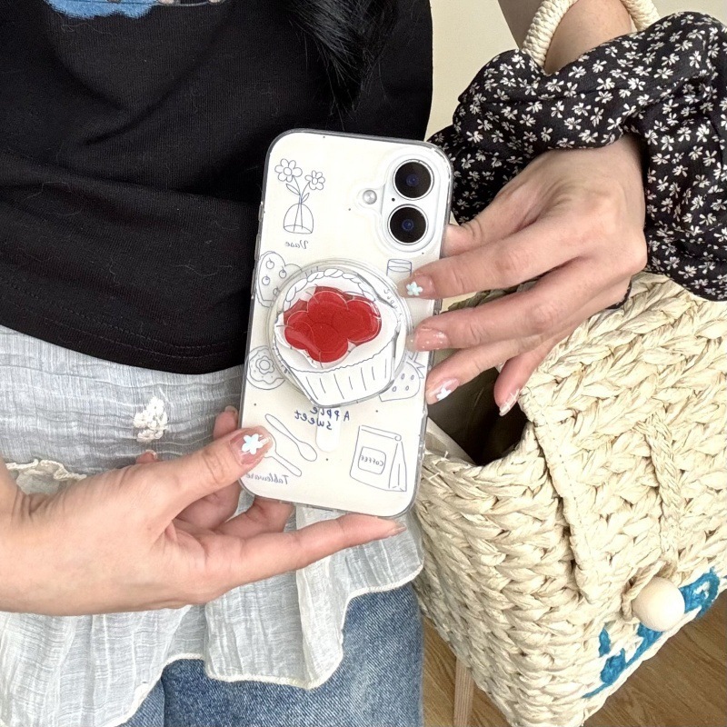 Vajilla de pan de línea simple para Apple 16/15ProMax funda para teléfono móvil iphone13/14 soporte magnético