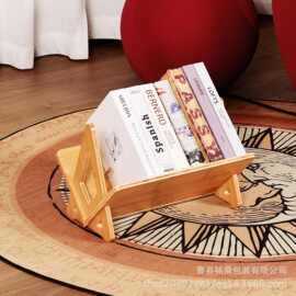 跨境木质桌面唱片收纳架桌面三角形阅读书籍置物架学生桌面小书架