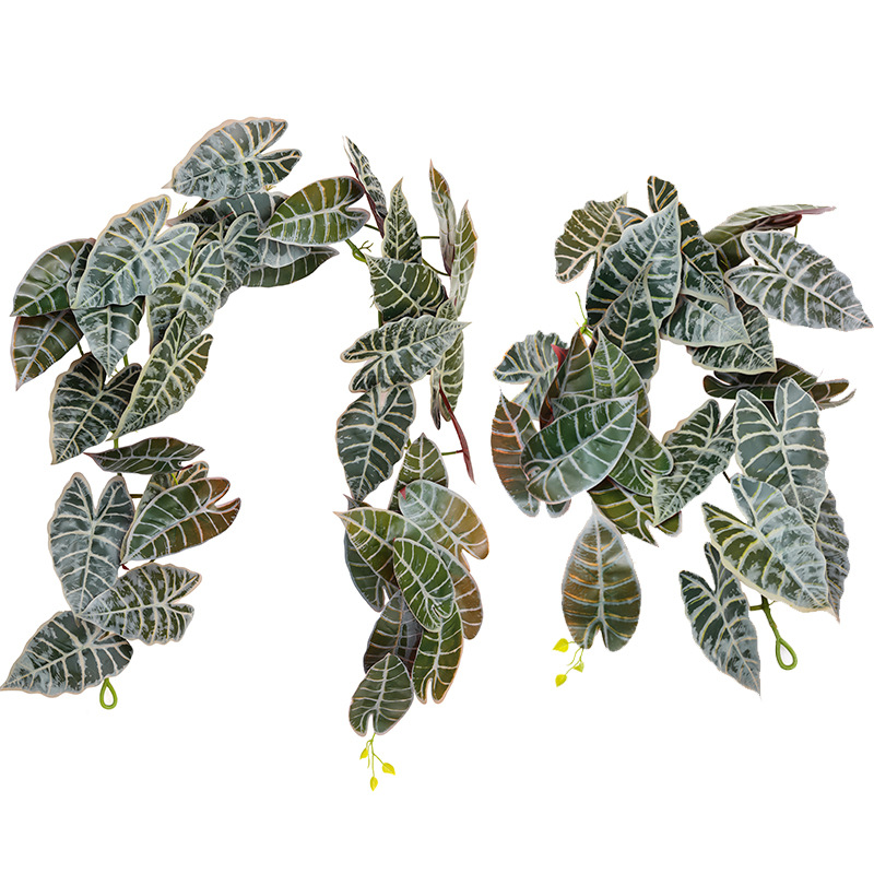 Green leaves decorated rattan turtle back simulated flower vine ceiling grape leaves water pipe concealment beautification plastic fake tree leaves