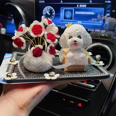 Car ornaments – aromatherapy starry car decoration - crown-diamond-embedded-teddy-dog-red-rose-starry-sky-6-flowers-daisy-pad-glue-10