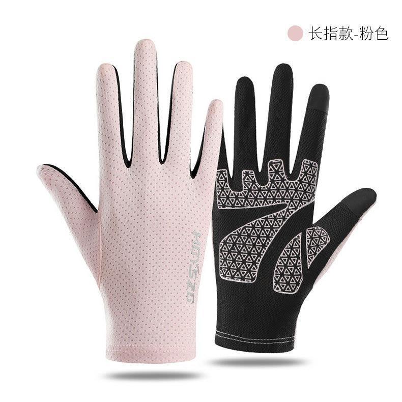 Protección solar medio dedo guantes hielo seda manicura hombres y mujeres delgada primavera y verano transpirable al aire libre equitación guantes de fuga de dedo