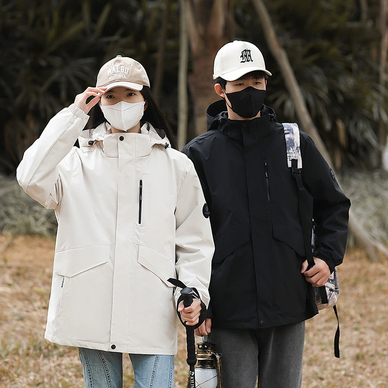 Осенне-зимняя ветрозащитная, водонепроницаемая и износостойкая рабочая одежда для активного отдыха и альпинизма, комплект из трех предметов: съемный флисовый костюм-двойка.