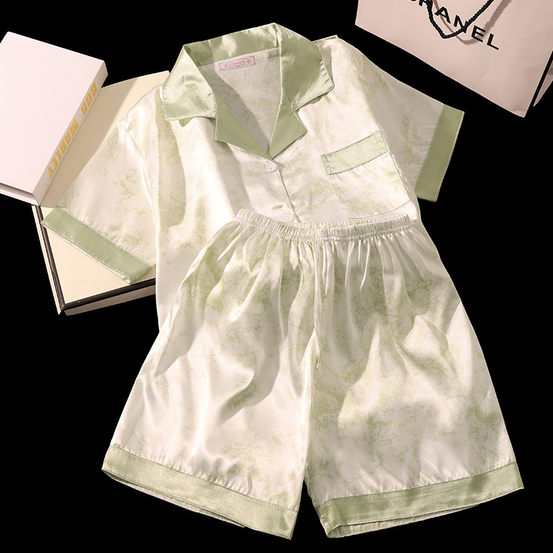 아이스 실크/그린 수묵화[반팔 반바지]