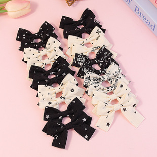 Korean Black and White Printed Fabric Bow Semi-Finished Headwear Accessories Clothing Shoes DIY Accessories Pantyhose Accessories