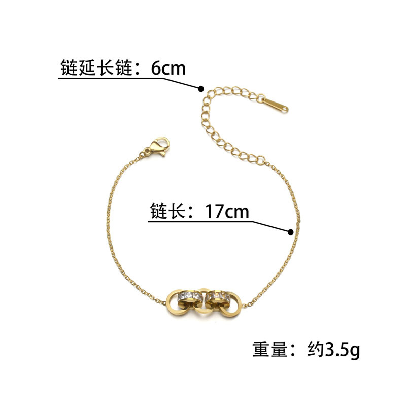 Koreanisches Einfaches Diamantarmband Weiblicher Kreativer 14k Gold Titanstahl Handschmuck display picture 1