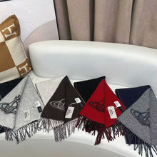 土星西太后小围巾黑白双面提花地球保暖披肩流苏秋冬新款