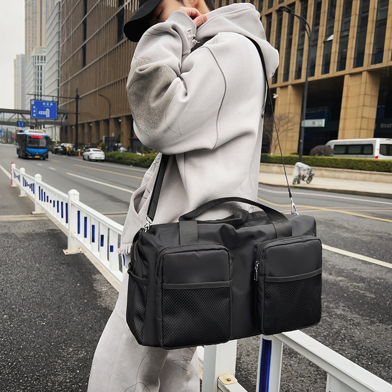 Bolso de viaje de gran capacidad para viajes de corta distancia bolso de gimnasio de almacenamiento de color de contraste de moda bolso de hombro diagonal multifuncional marea