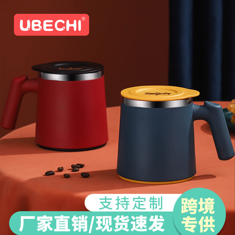 Guochao 304 Stainless Steel Mug originality household With cover Handle Office Cup summer customized Retro Water cup