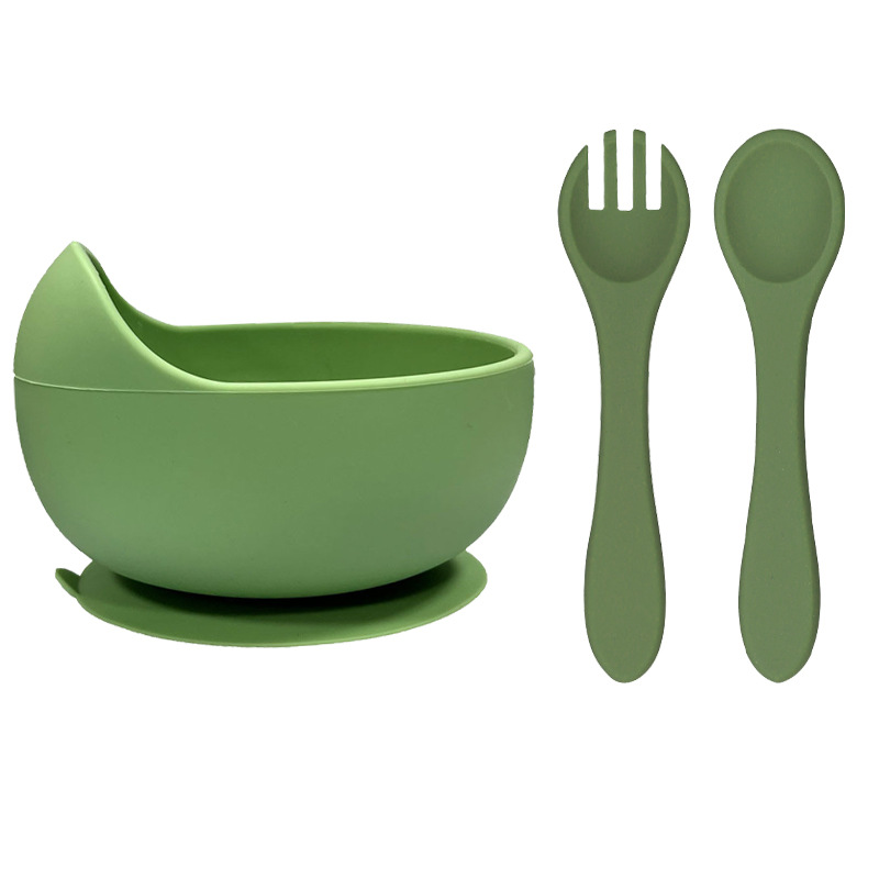 포크, 스푼, 그릇 3종 세트-그린