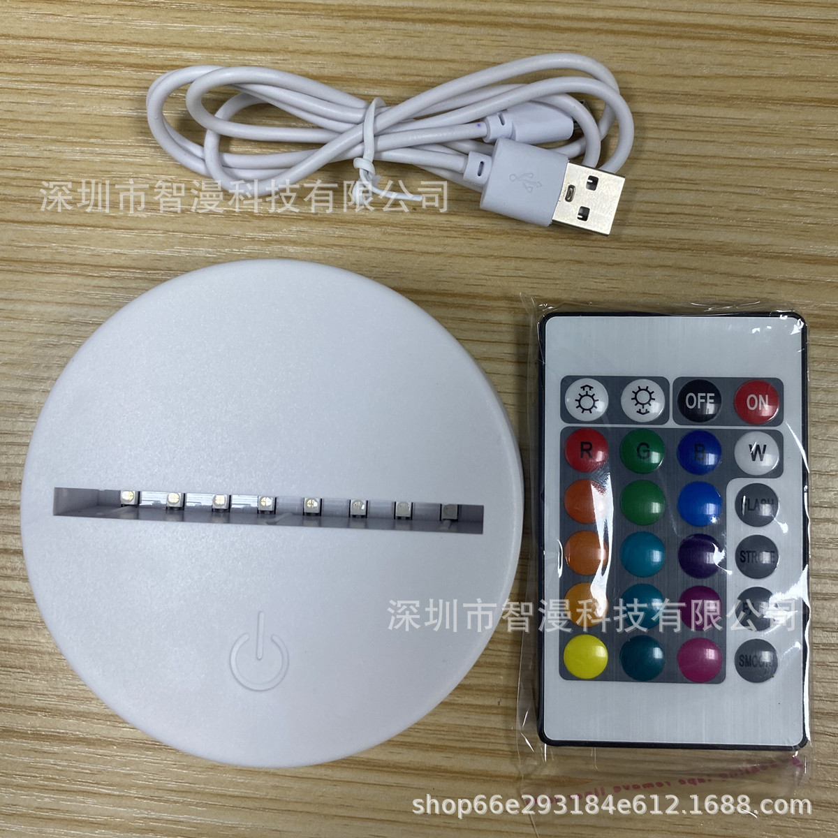 Base de luz nocturna nueva base de carga USB creativo control remoto táctil 3D noche luz LED lámpara de mesa base