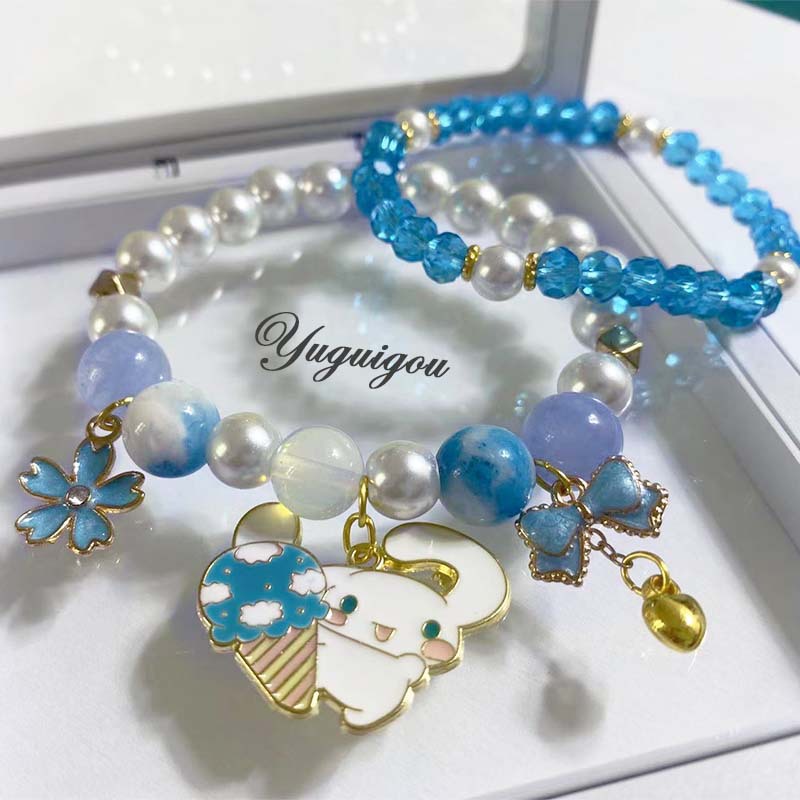 Nueva persa Jade cristal perla pulsera femenina Super lindo dibujos animados yugui perro con cuentas estudiante novias regalo