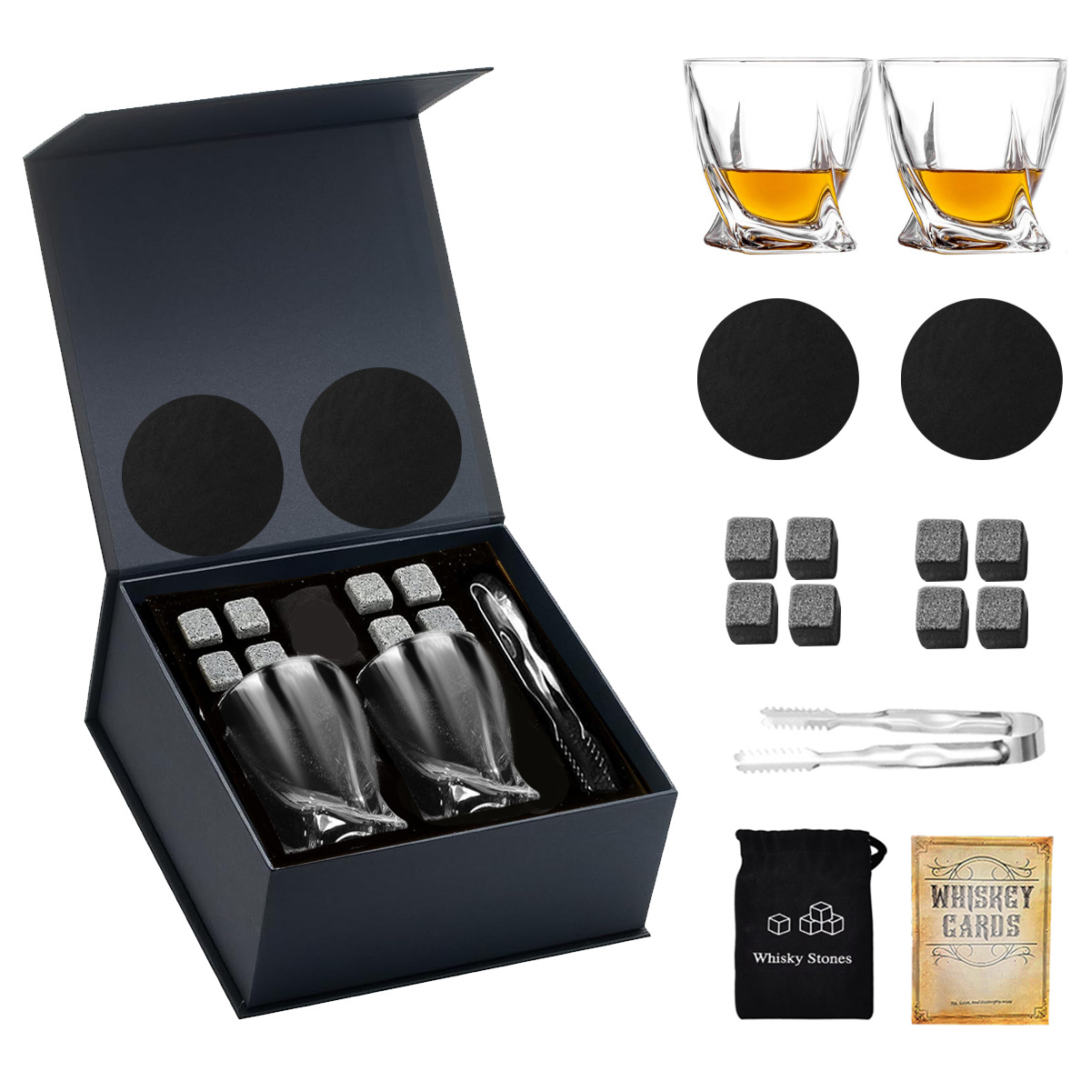 *트위스트컵 2컵 8스톤 위스키 블랙 선물박스 15개 세트