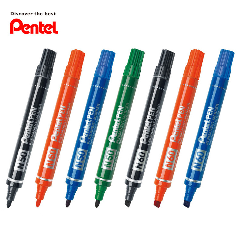 日本Pentel/派通记号笔环保油墨铝制笔身防水金属玻璃塑料N50/N60