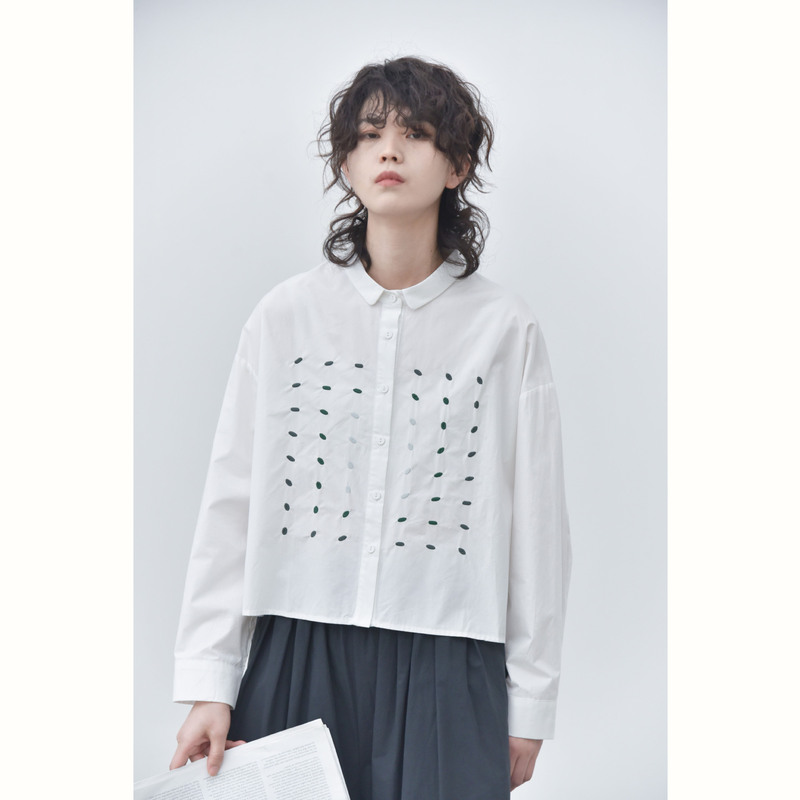 [Three and Two Out] Space Gradient Polka Dot Embroidery Early Autumn New Japanese Style Casual Long Sleeve Shirt 36987 #