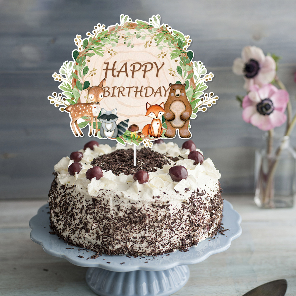 Fiesta de cumpleaños decoración traje selva animal tire bandera Feliz cumpleaños tire bandera pastel tarjeta insertar animal globo