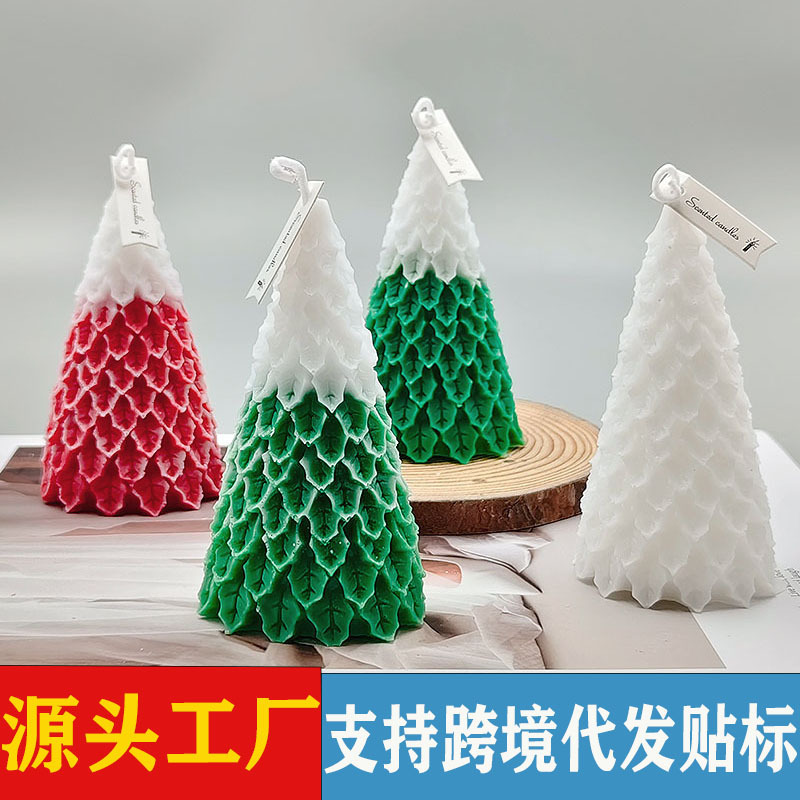 圣诞树香薰蜡烛跨境手工创意伴手礼小礼物圣诞造型蜡烛石蜡大豆蜡|undefined