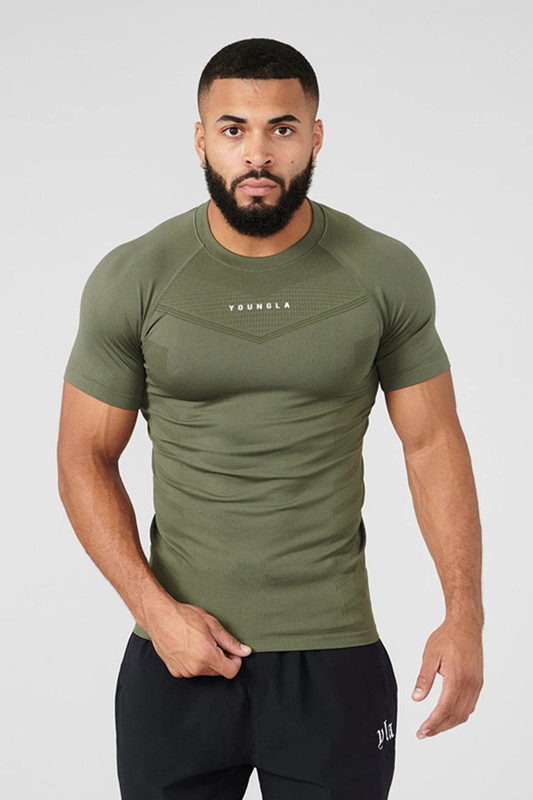 YOUNGAL 新しいフィットネス服スポーツ Tシャツ筋肉タイツメンズ高弾性トレーニング服半袖フィットネス服男性|undefined