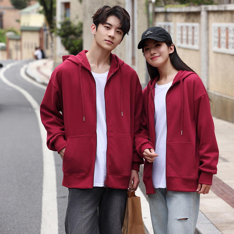 Otoño nuevo casualidad con cremallera camiseta encapuchada de hombre camiseta de algodón aire suelta cardigan chaqueta de moda
