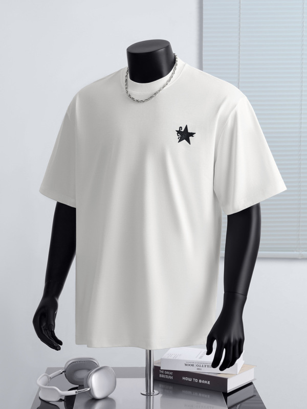 メンズ夏 240 グラム双糸 Tシャツメンズトップトレンディなラウンドネックルーズ多用途カジュアル通気性ボトリングシャツ女性のための|undefined