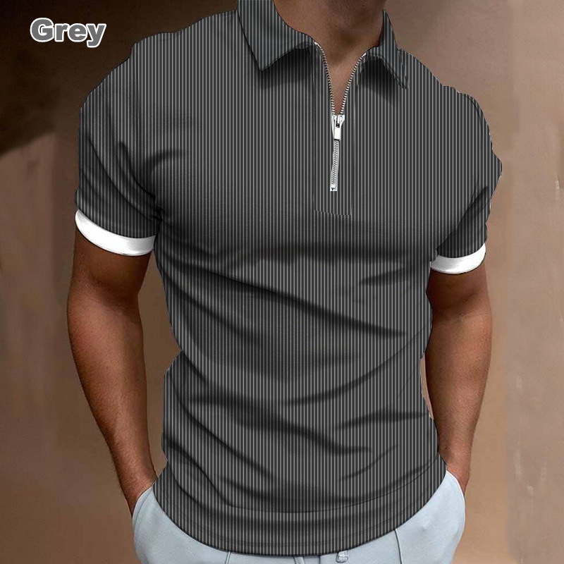 Camiseta Polo de Manga Corta con Cierre y Estampado 3D Informal para Hombre, Nueva Colección de Primavera para Exportación