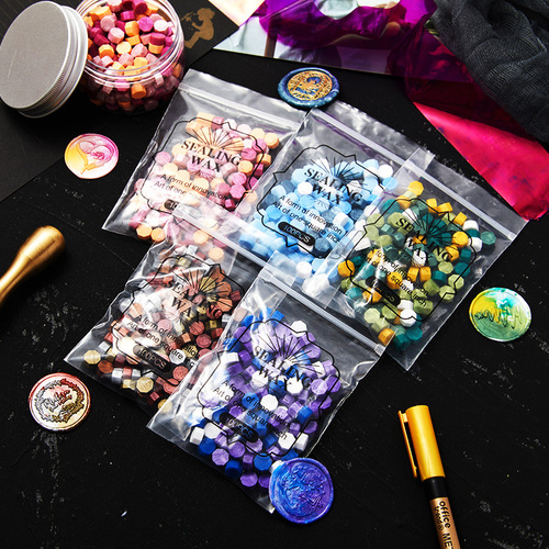 Fire seal wax particles in small bags, octagonal fire seal wax 100 capsules, sealingwax factory direct supply