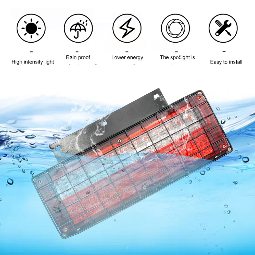 24V Placa de hierro luz trasera camión red de hierro camión LED Placa de hierro luz trasera remolque Placa de hierro luz trasera