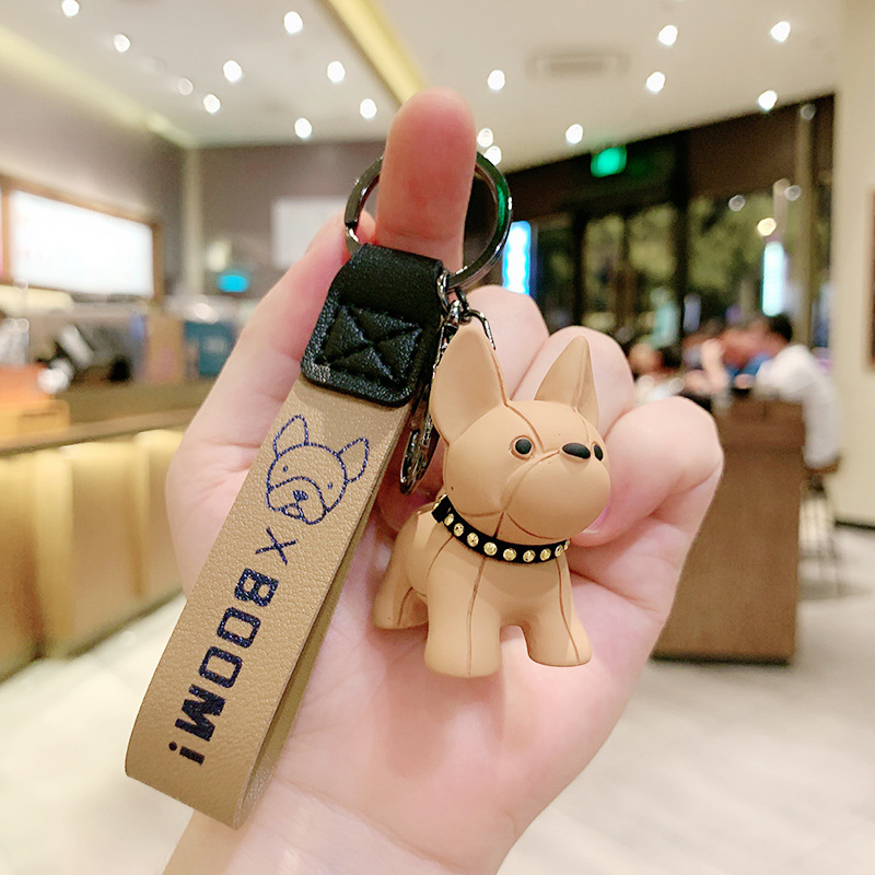 Bulldog francés llavero de la corrida de toros llavero lindo personalidad creativa red Puppy bag par pequeño colgante