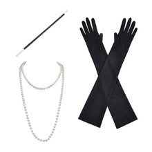 跨境热销1920s Flapper Girl欧美时尚长手套烟杆珍珠项链三件套装