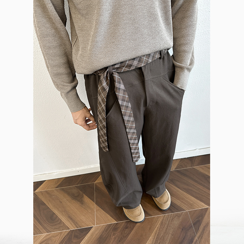 Men's Large Size Wide-Leg Casual Trousers with Belt Design, Model K24060 Special P38, K24060J Fleece-Lined Special P48 Men's Large Size Wide-Leg Casual Trousers with Belt Design, Model K24060 Special P38, K24060J Fleece-Lined Special P48