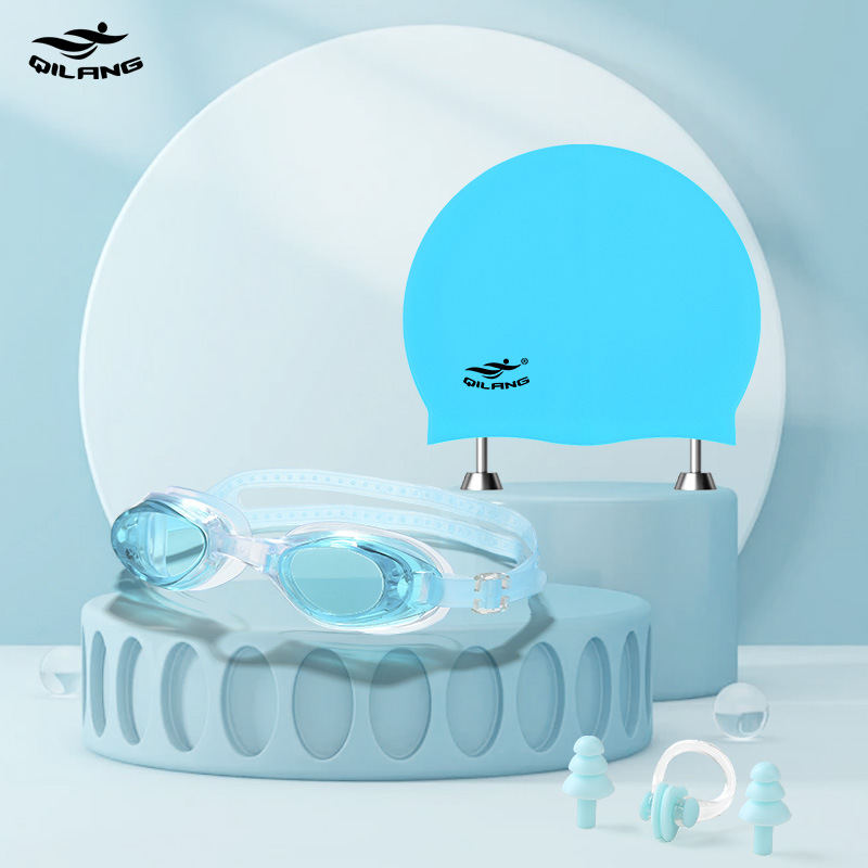 블루 호수 (YB1600 수영 고글 M004 수영 캡 BJ001 코 클립 이어 플러그)