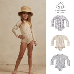 女の子ins砕花ワンピース水着女の子赤ちゃん日焼け止め速乾子供水着赤ちゃん温泉水着