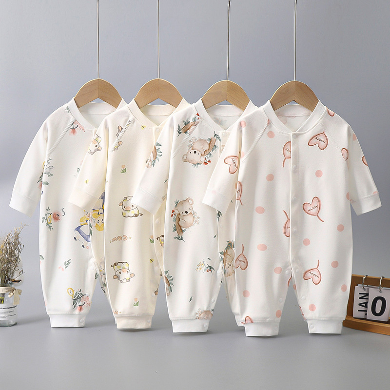Baby autumn clothes long-sleeved spring and autumn baby jumpsuit pure cotton baby romper boneless single-breasted romper Baby autumn clothes long-sleeved spring and autumn baby jumpsuit pure cotton baby romper boneless single-breasted romper