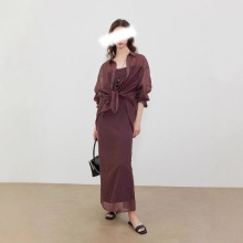 2025夏季仙气缭绕朦胧皱感棉纱ROW风气质防晒衬衣+吊带背心裙套装