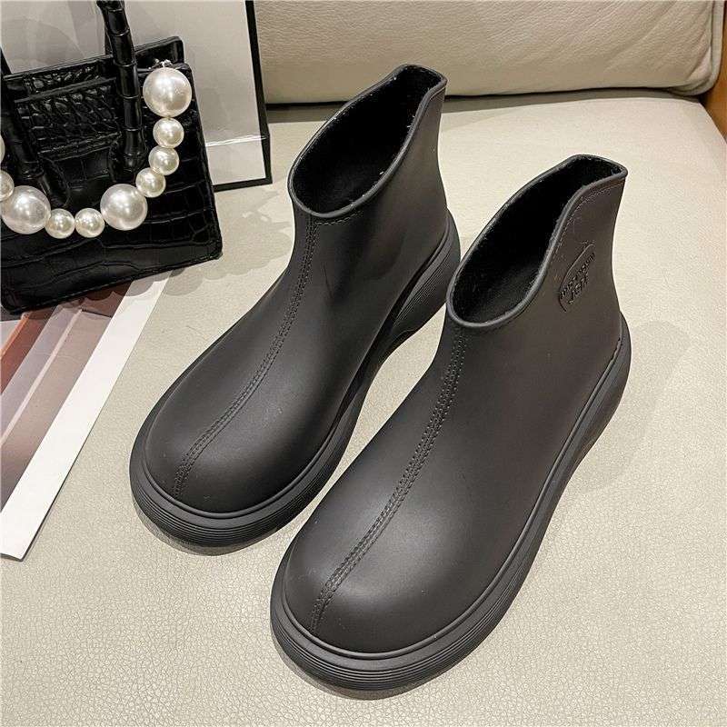 한국 신상 여성 워터슈즈, 벨벳 방수 고무신, 로우탑 따뜻한 레인부츠, 여성용 아웃도어 미끄럼 방지 숏부츠