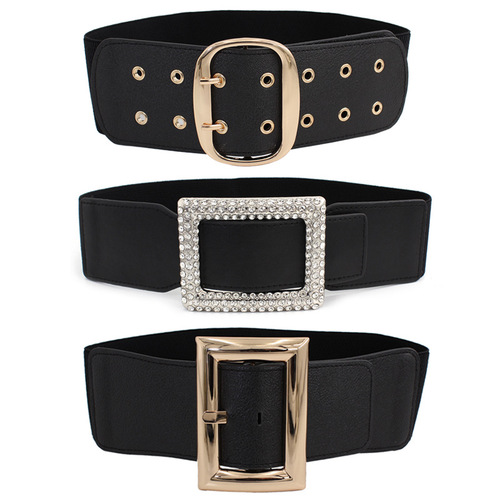 Elastic waistband for women's skirt decoration wide belt European and American retro fashion coat waist elastic girdle three options available