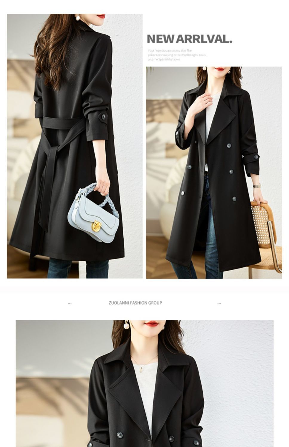Fashionable New Style Women's Mid-Length Windbreaker Coat With Lining Spring Autumn New Style Elegant Personality Coat display picture 11