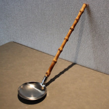 日式拉面勺料理酱汤壳长柄小汤勺304不锈钢火锅勺竹节柄粥勺家用