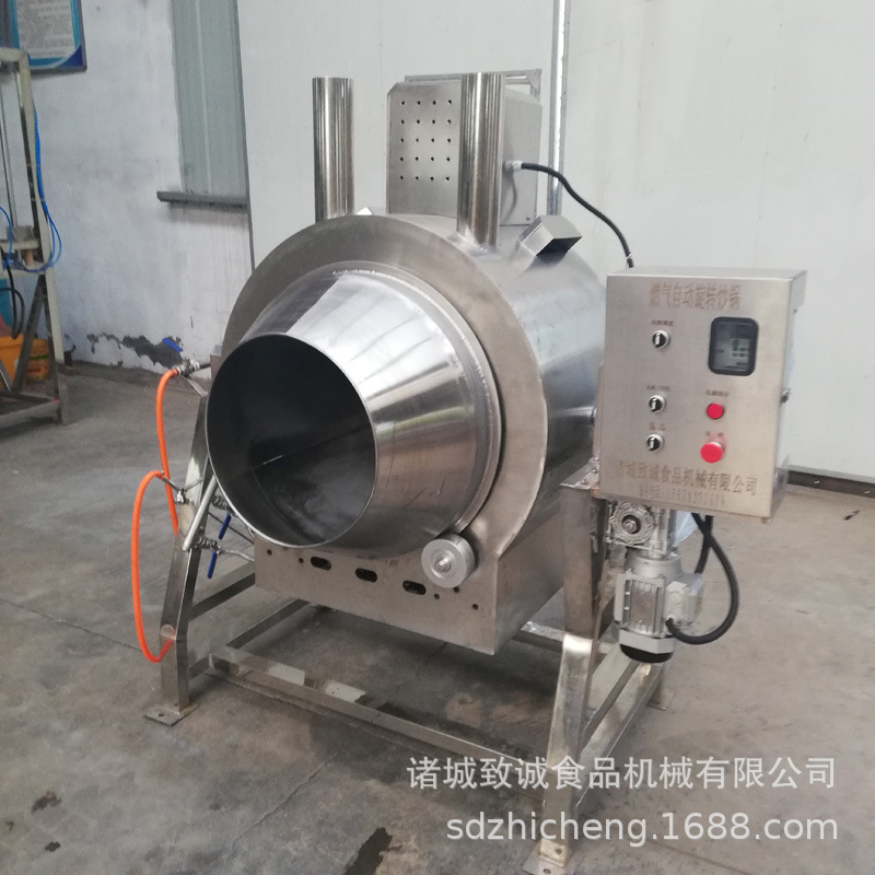 厂家定做不粘涂层自动滚筒炒菜机 中央餐厅燃气加热旋转式炒菜机