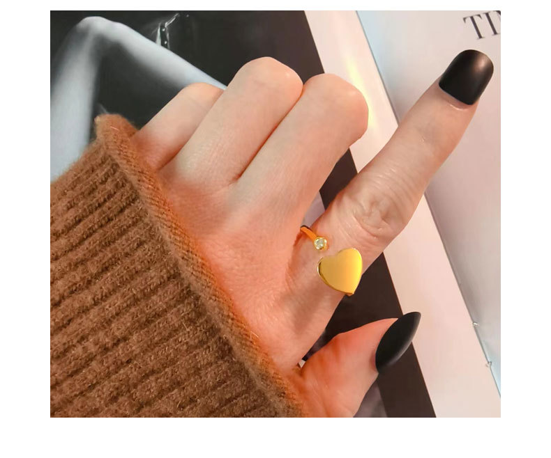 Heart Shape Pattern 18K Gold Plated 925 Sterling Silver Zircon Heart Shape Open Rings Anxiety Ring 925 Sterling Silver Rings