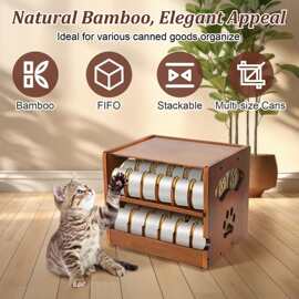 实木猫罐头收纳架可堆叠厨房猫粮零食收纳架客厅桌面杂物置物架