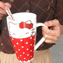 创意陶瓷杯子大容量水杯马克杯龙猫情侣杯咖啡杯牛奶杯带木盖勺
