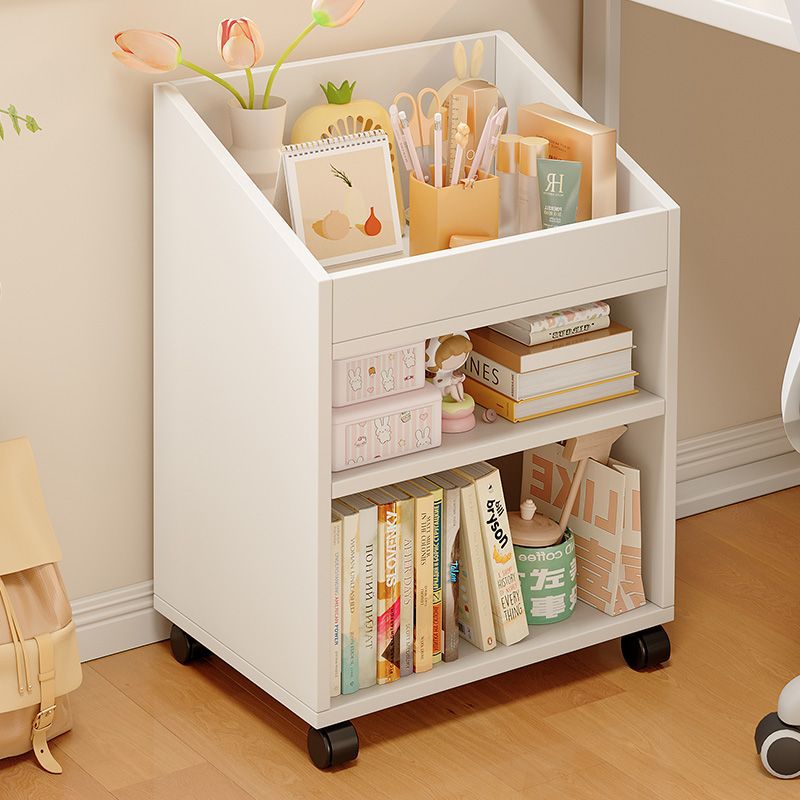 Movable Bookshelf with Wheeled Storage Rack Floor-Standing Under-Table Storage Cabinet Home Living Room Bedroom Simple Table-Side Bookcase