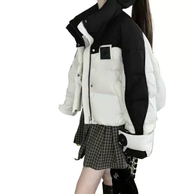 Winter short trend down jacket for leisure, 2024 years, oversize, increased thickness