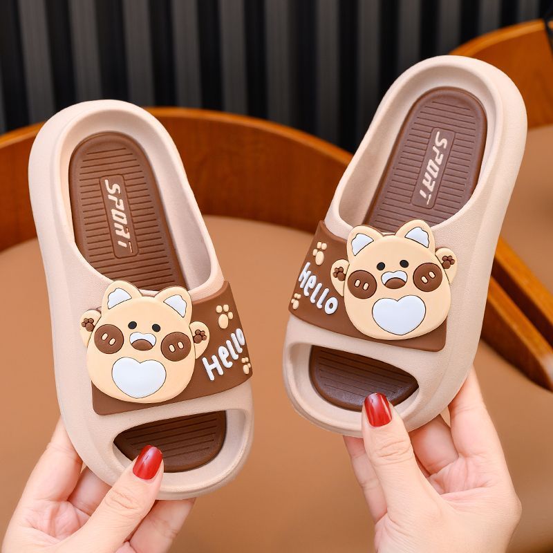 New Summer Children's Slippers for Men and Women Outer Wear Household Small and Medium-sized Children's Thick Bottom Non-slip Cute Bear Cartoon Sandals and Slippers