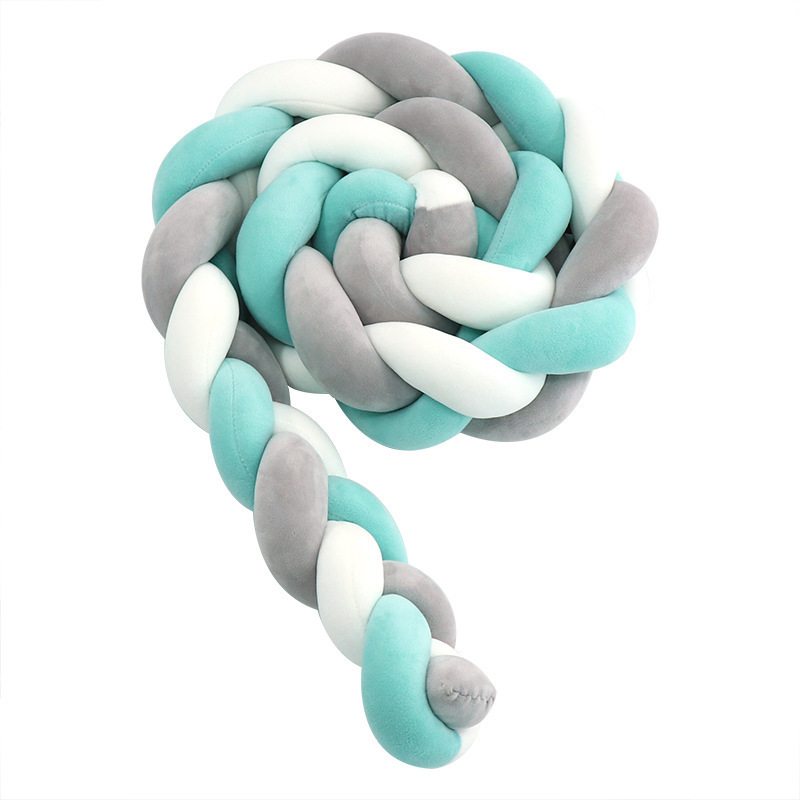 Protector de Barandilla de Cama con Trenza de Tres Hebras, Decoración de Barandilla de Cama para Bebés y Niños, Almohada Anudada de Estilo Europeo Tejida a Mano Estilo Ins.
