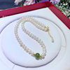 Organic necklace from pearl, chain for key bag , gift box for mother, 7-8mm