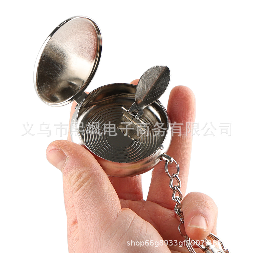 (2개) 공장 공급 3 키 체인 휴대용 재떨이 금속 작은 재떨이 원형 관 재떨이