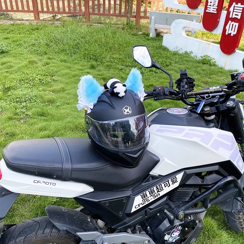 Stereo Blue Cat Ear Helmet Decoration Motorcycle Helmet Accessories